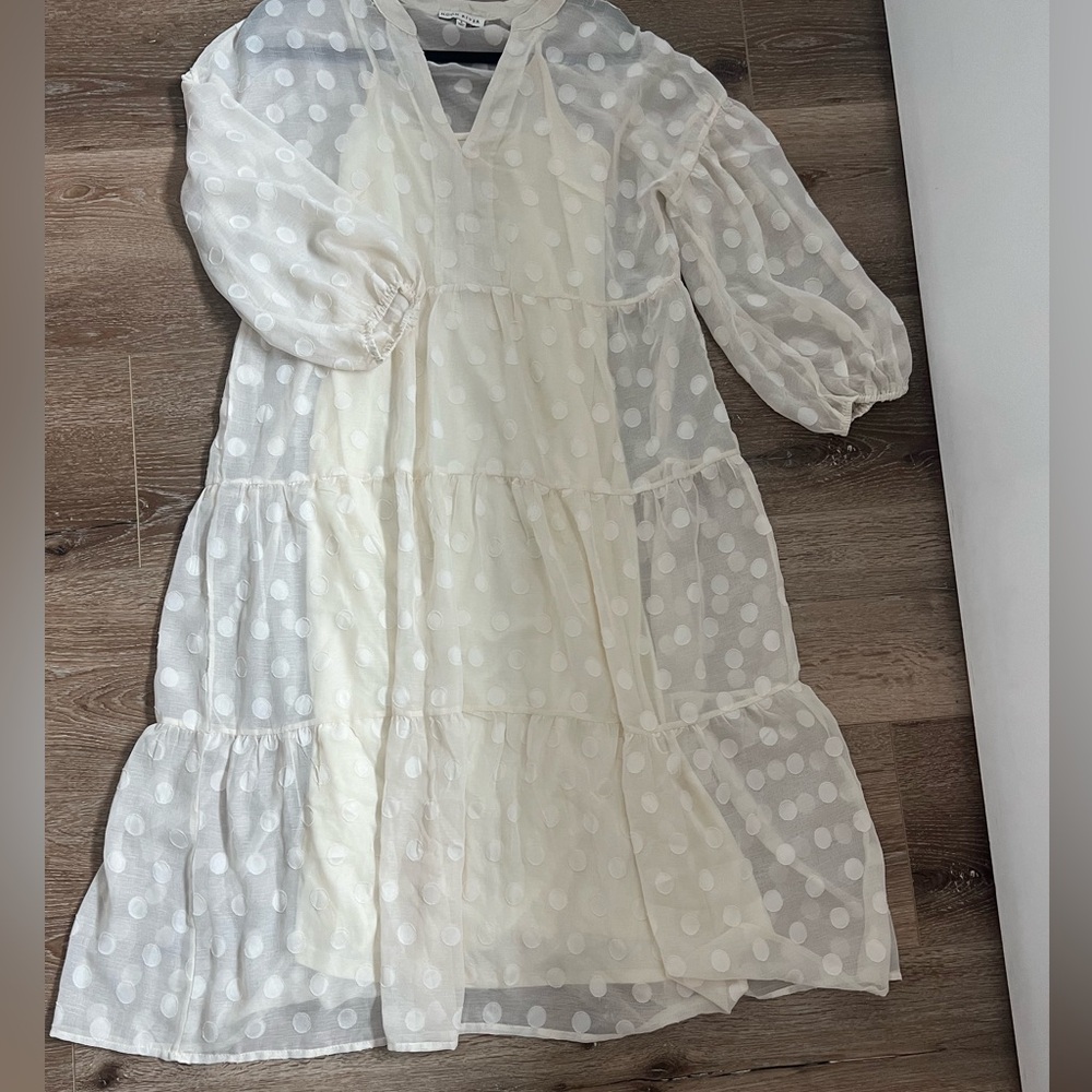 Maxi white polka dot dress